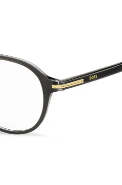 Black-acetate optical frames with gold-tone metal bridge