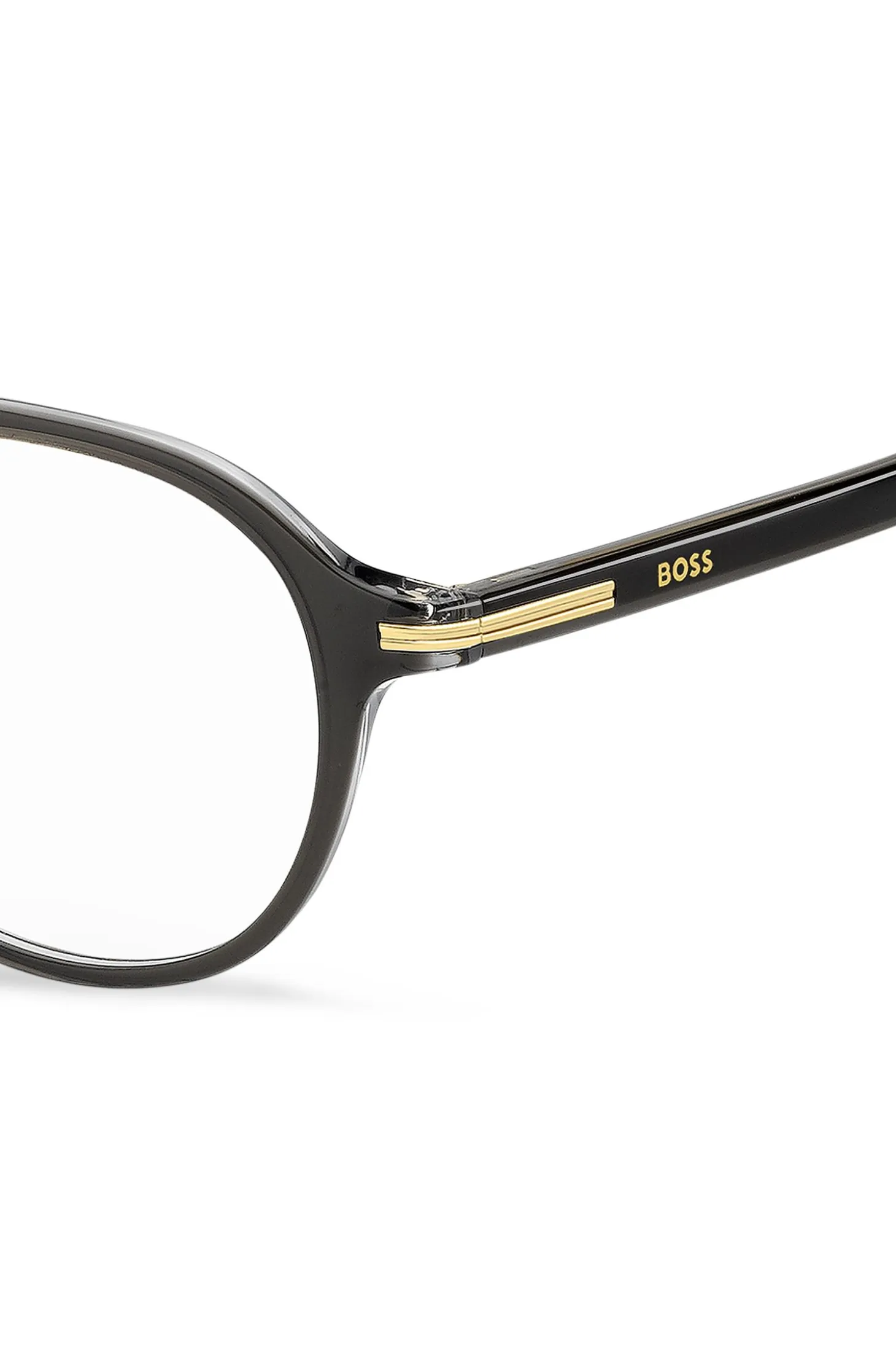 Black-acetate optical frames with gold-tone metal bridge