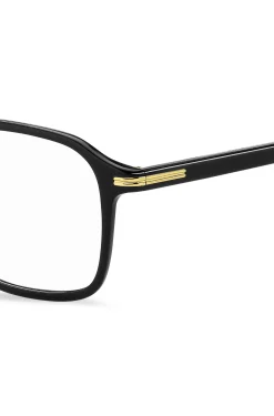 Black-acetate optical frames with gold-tone details