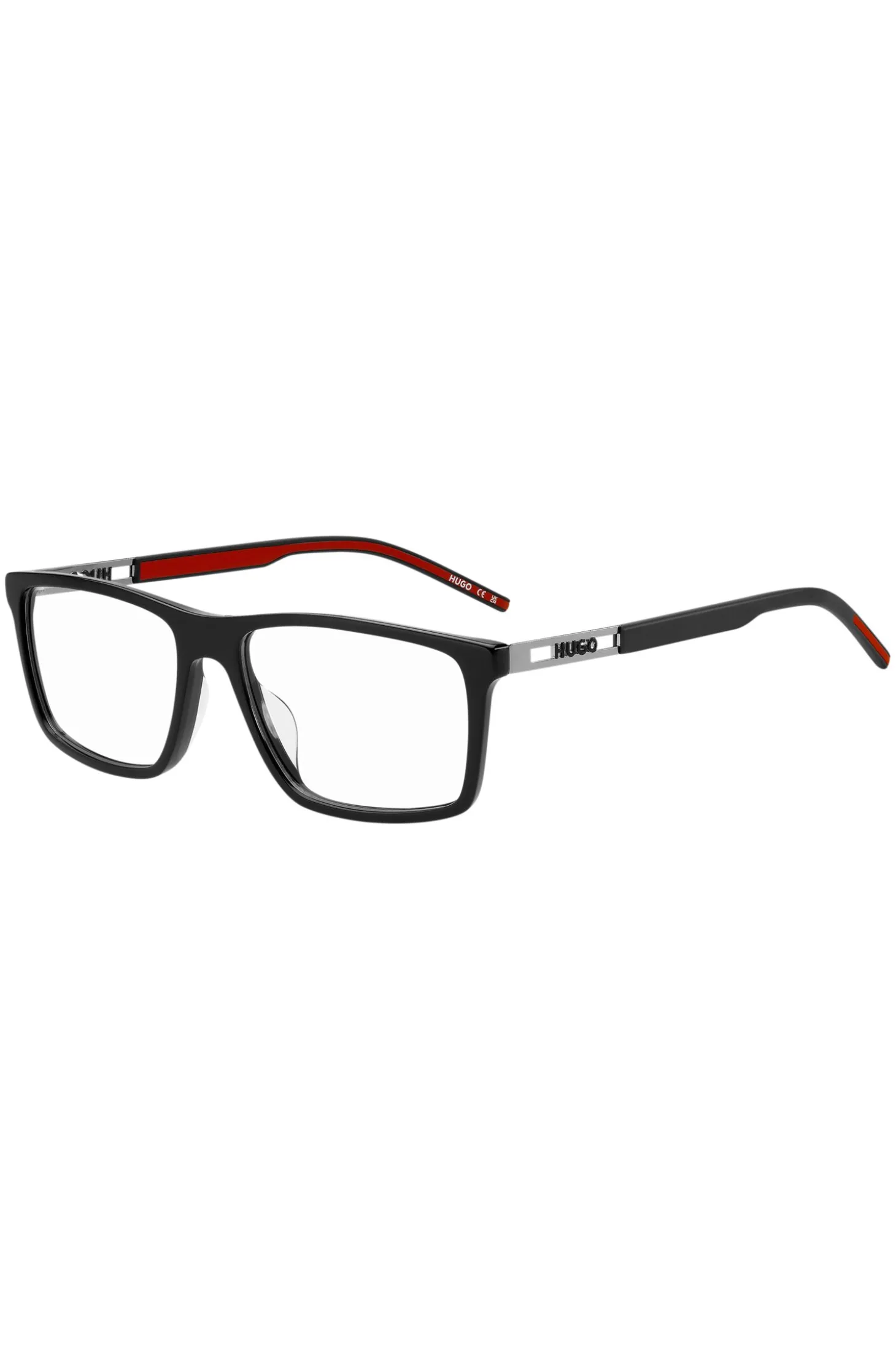 Black-acetate optical frames with cut-out logo
