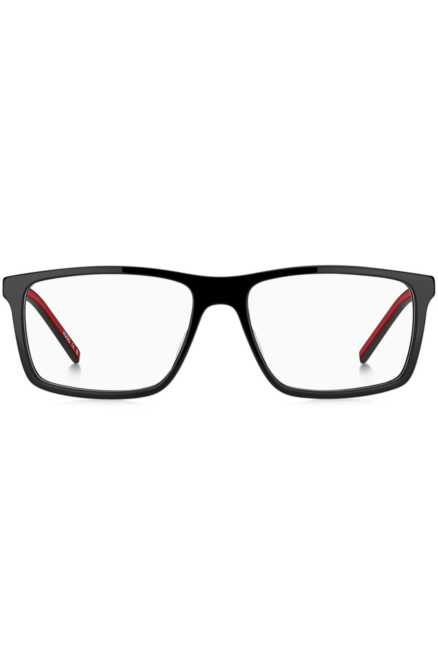 Black-acetate optical frames with cut-out logo