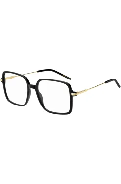 Black-acetate optical frames with gold-tone temples