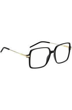 Black-acetate optical frames with gold-tone temples