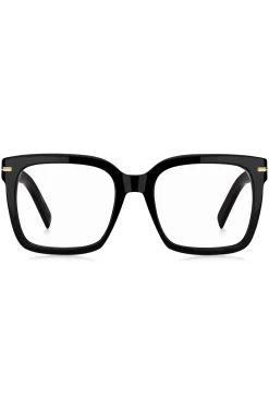Black-acetate optical frames with gold-tone hinges