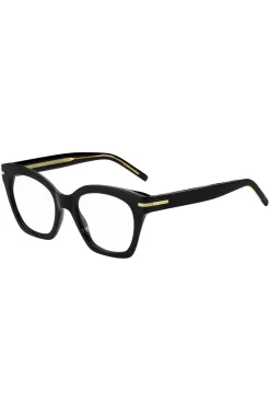 Black-acetate optical frames with gold-tone hardware