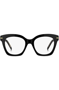Black-acetate optical frames with gold-tone hardware
