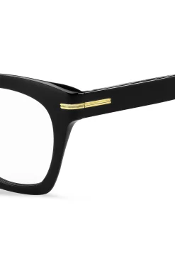 Black-acetate optical frames with gold-tone hardware