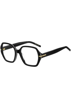Black-acetate optical frames with white trims