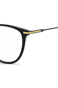 Black-acetate optical frames with metal temples