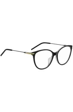 Black-acetate optical frames with metal temples
