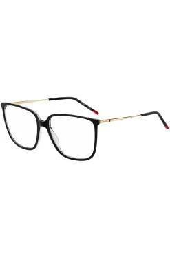 Black-acetate optical frames with gold-tone temples