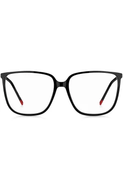 Black-acetate optical frames with gold-tone temples