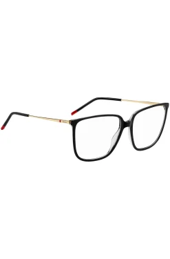 Black-acetate optical frames with gold-tone temples