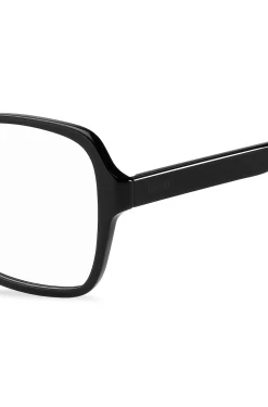 Black-acetate optical frames with branded temples