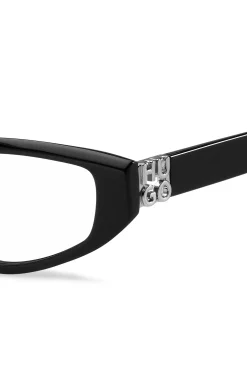 Black-acetate optical frames with 3D monogram