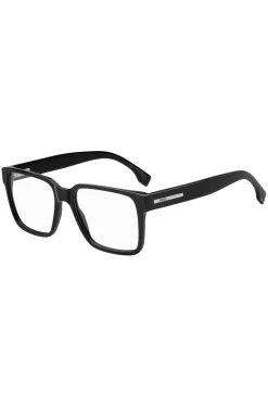 Black-acetate optical frames with logo plaque