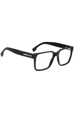 Black-acetate optical frames with logo plaque