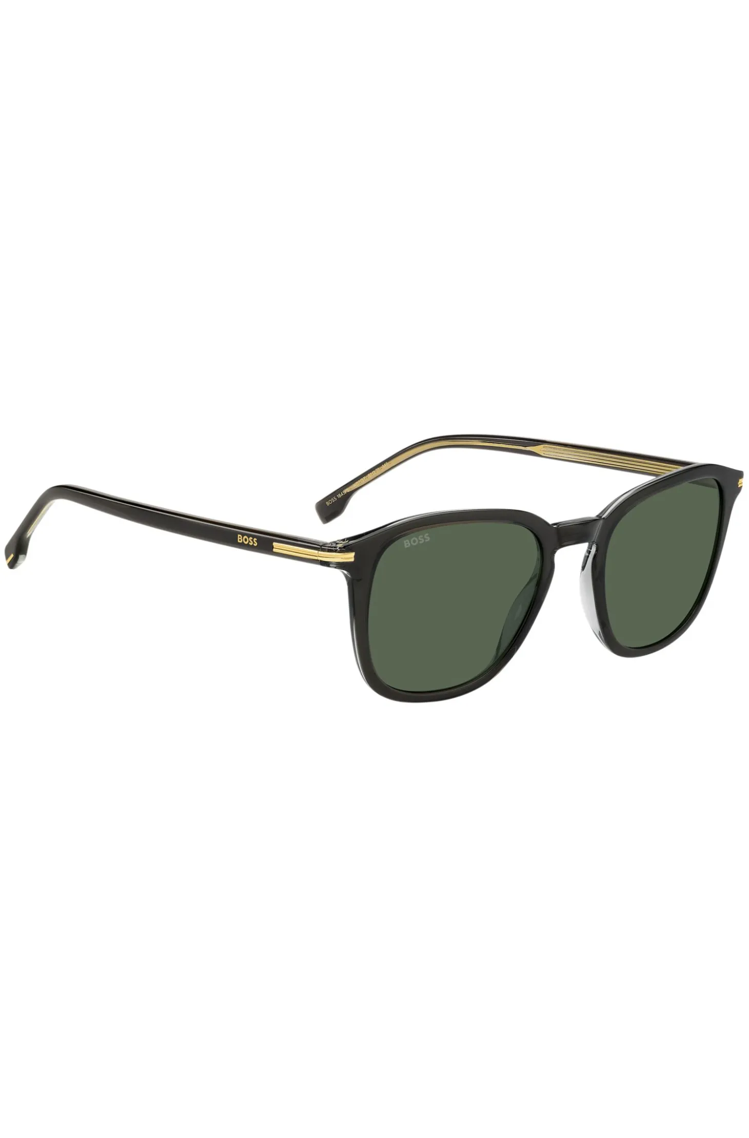 Black-acetate sunglasses with gold-tone trims
