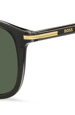 Black-acetate sunglasses with gold-tone trims