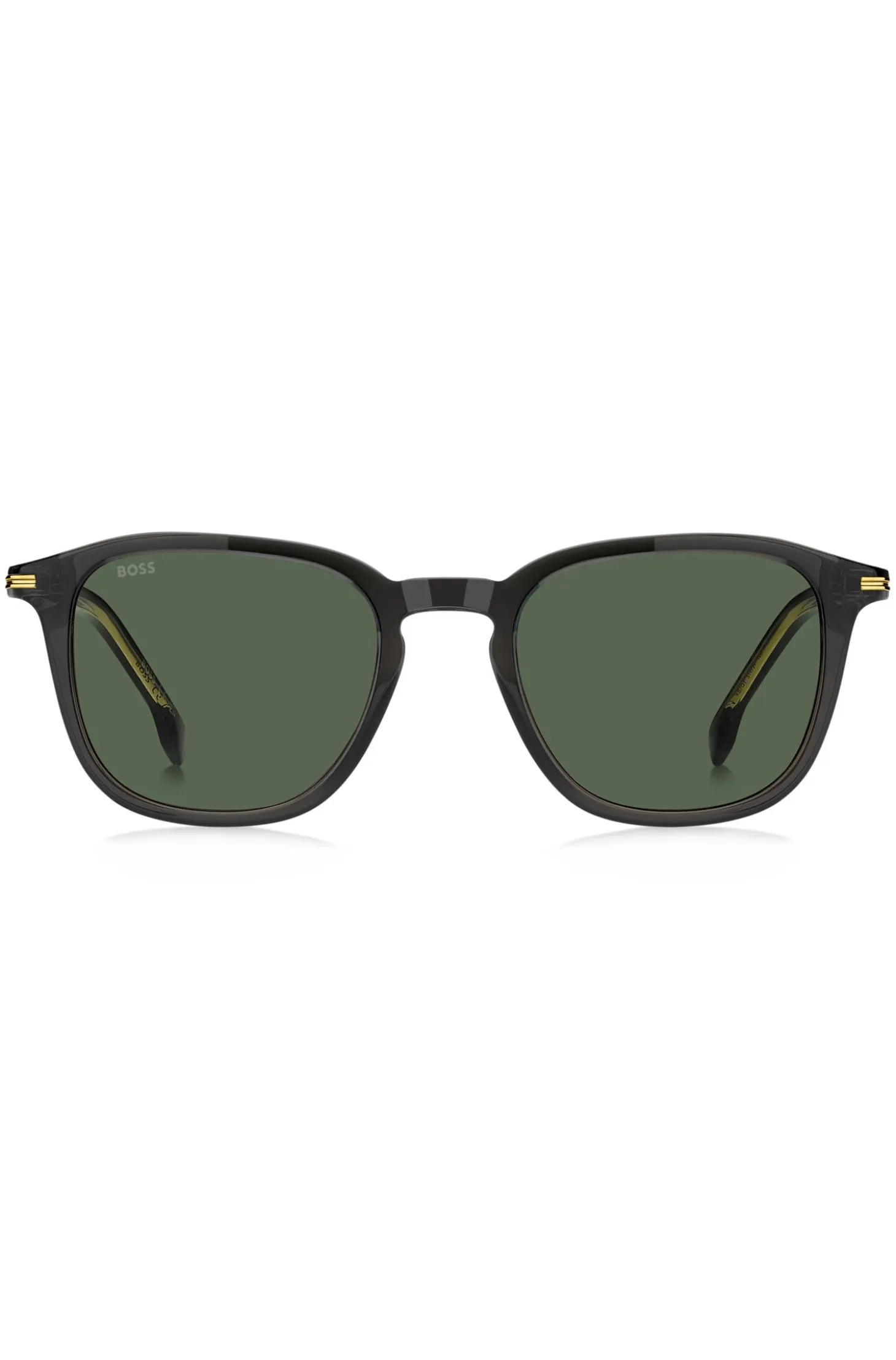 Black-acetate sunglasses with gold-tone trims
