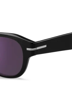 Black-acetate sunglasses with violet lenses