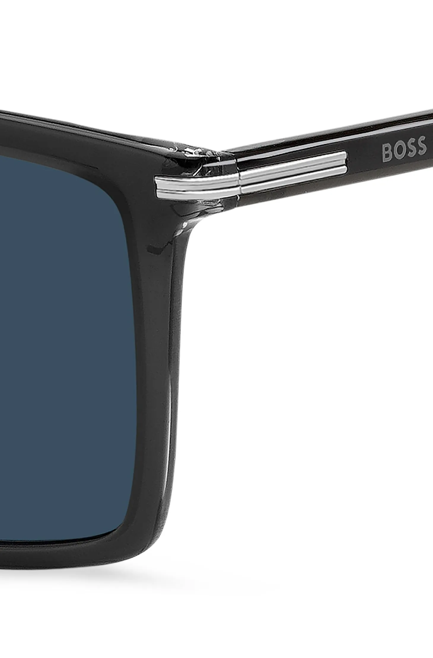 Black-acetate sunglasses with temple stripe