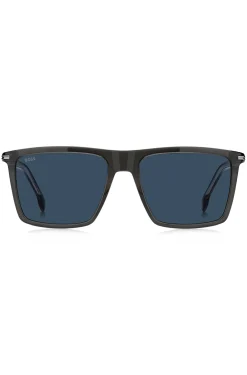 Black-acetate sunglasses with temple stripe
