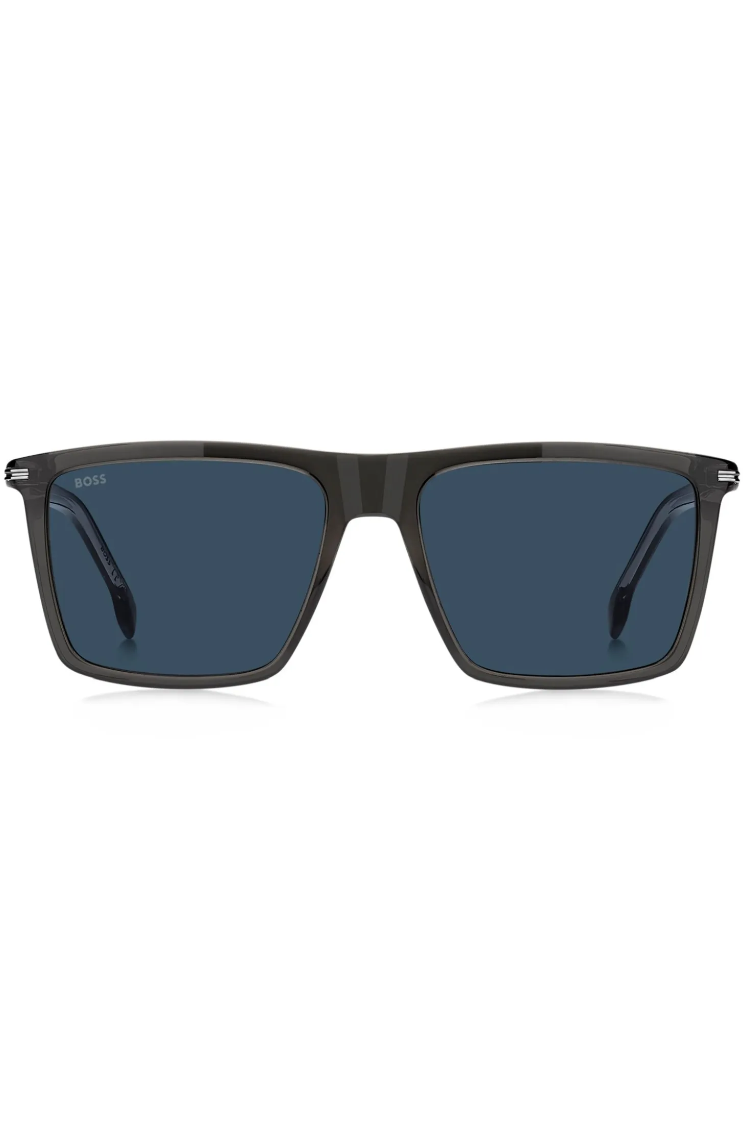 Black-acetate sunglasses with temple stripe