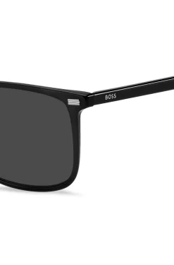 Black-acetate sunglasses with temple logo