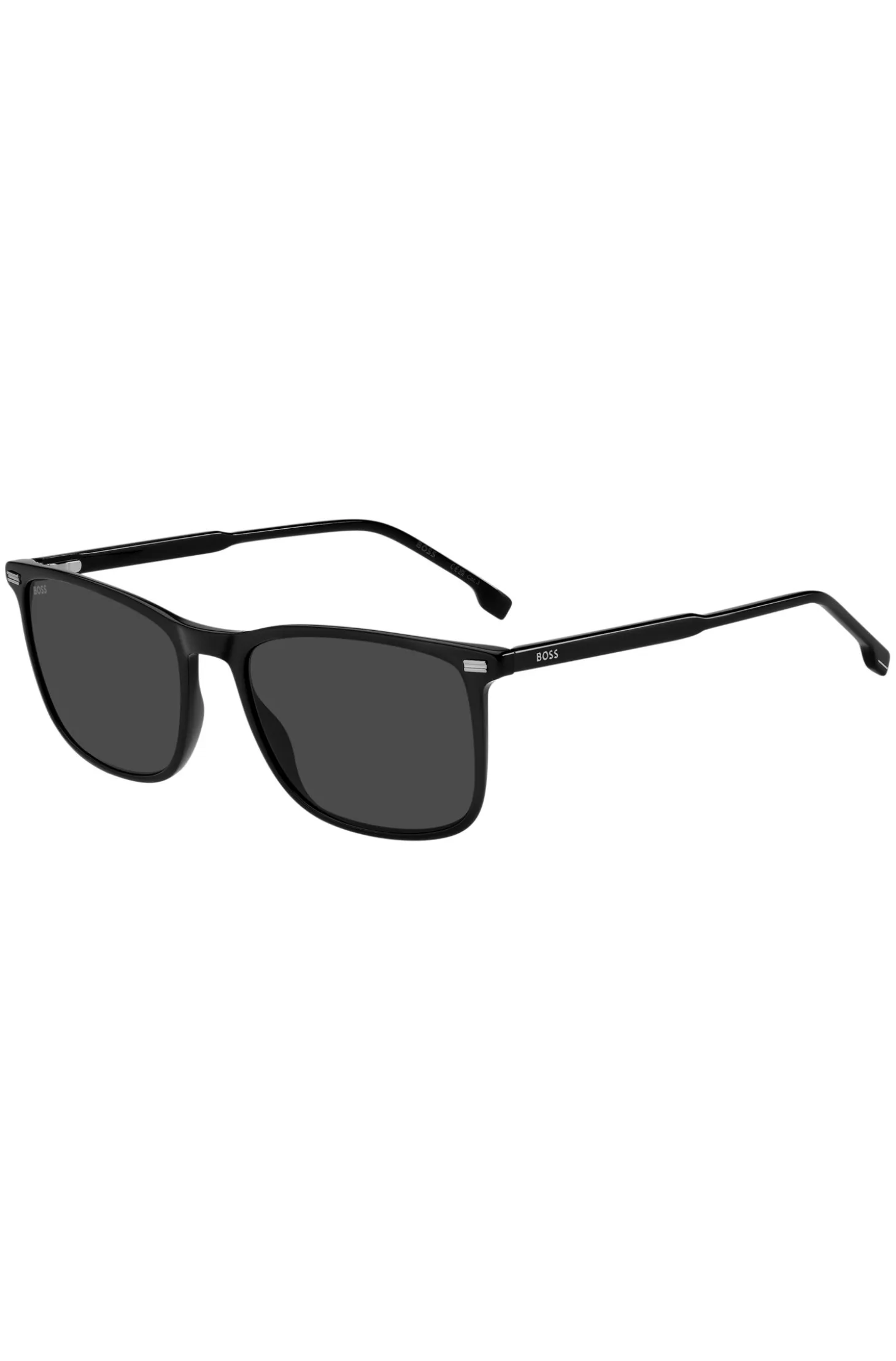 Black-acetate sunglasses with temple logo