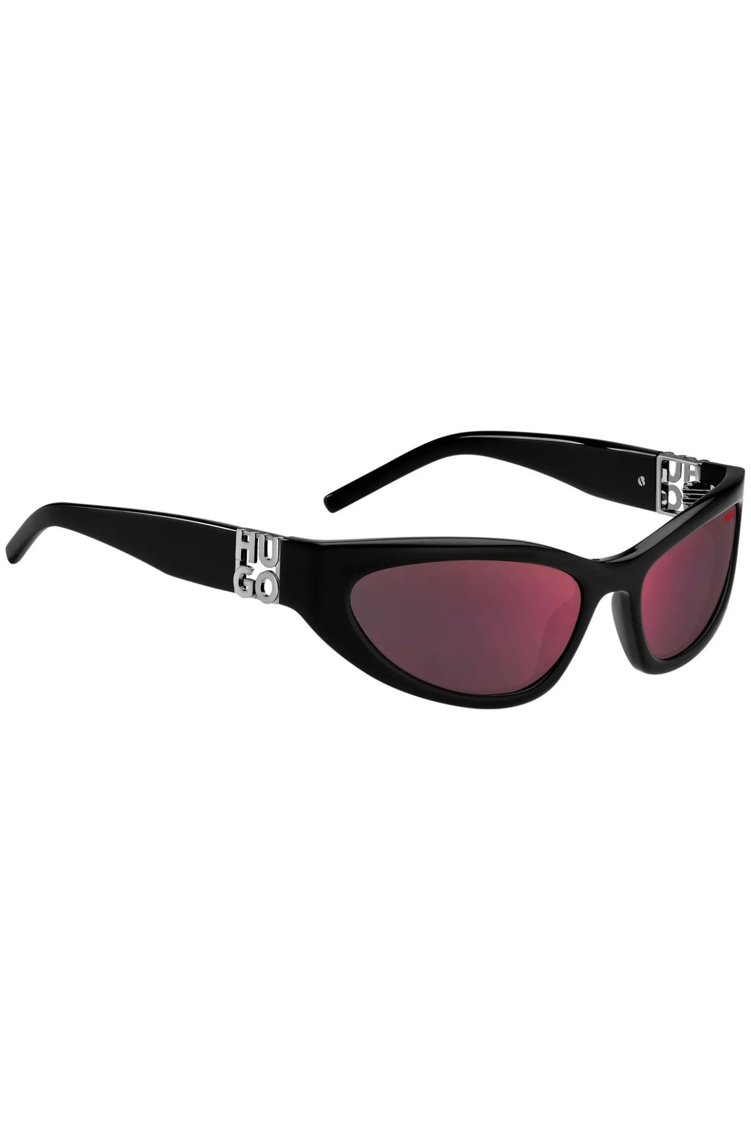 Black-acetate sunglasses with 3D monogram