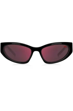 Black-acetate sunglasses with 3D monogram
