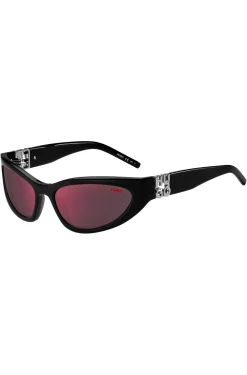 Black-acetate sunglasses with 3D monogram