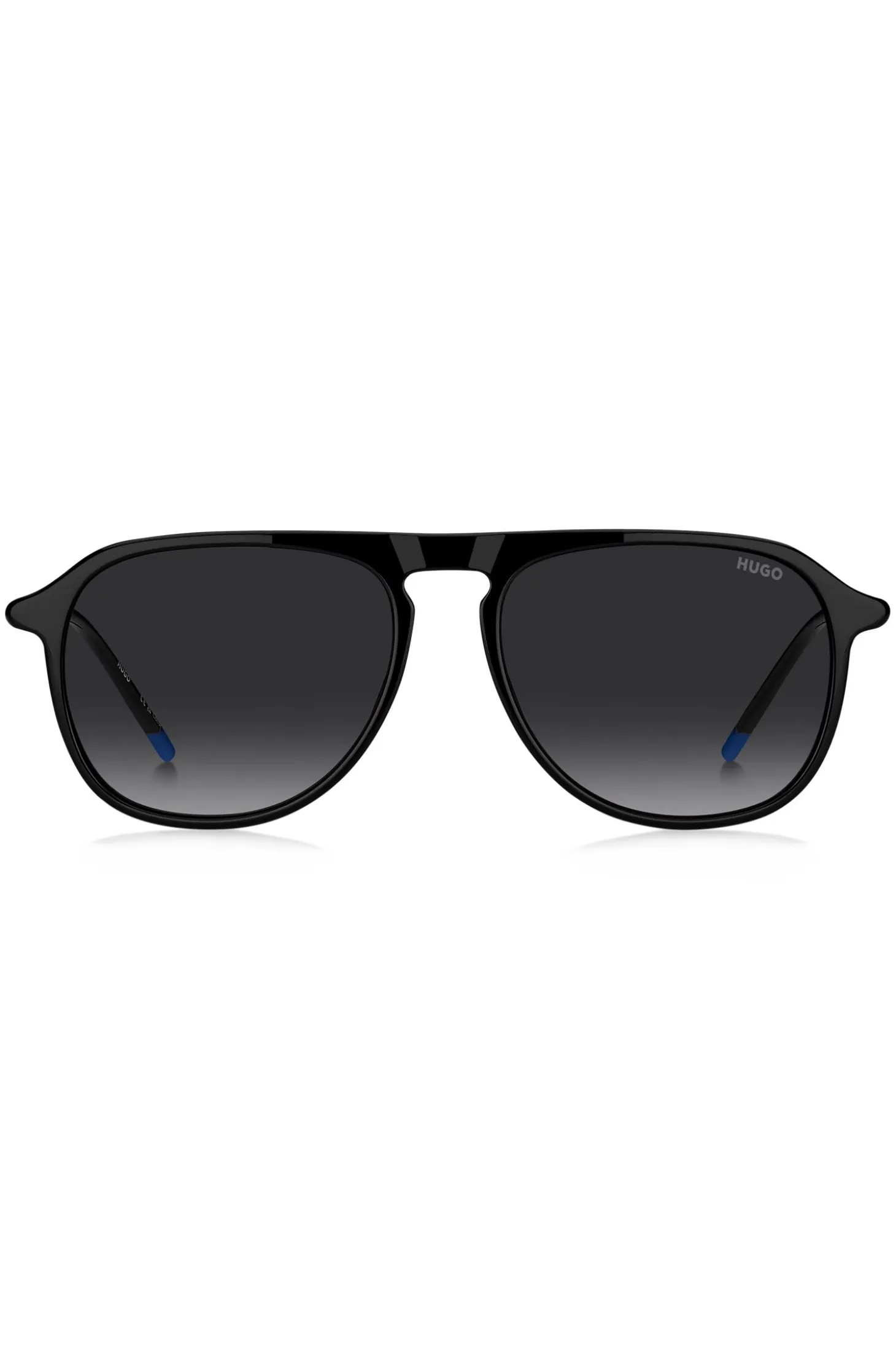 Black-acetate sunglasses with tubular metal temples