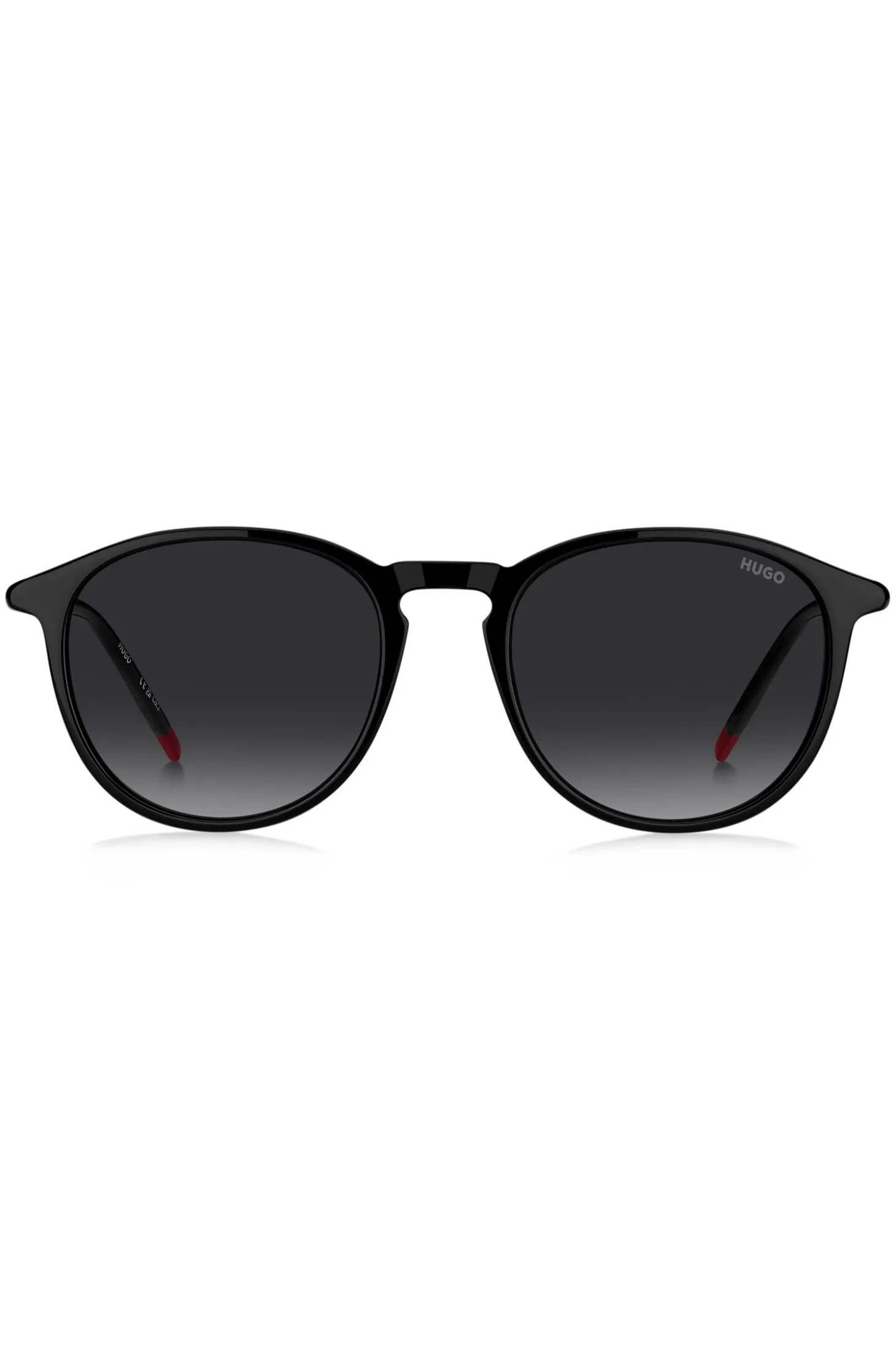 Black-acetate sunglasses with tubular metal temples