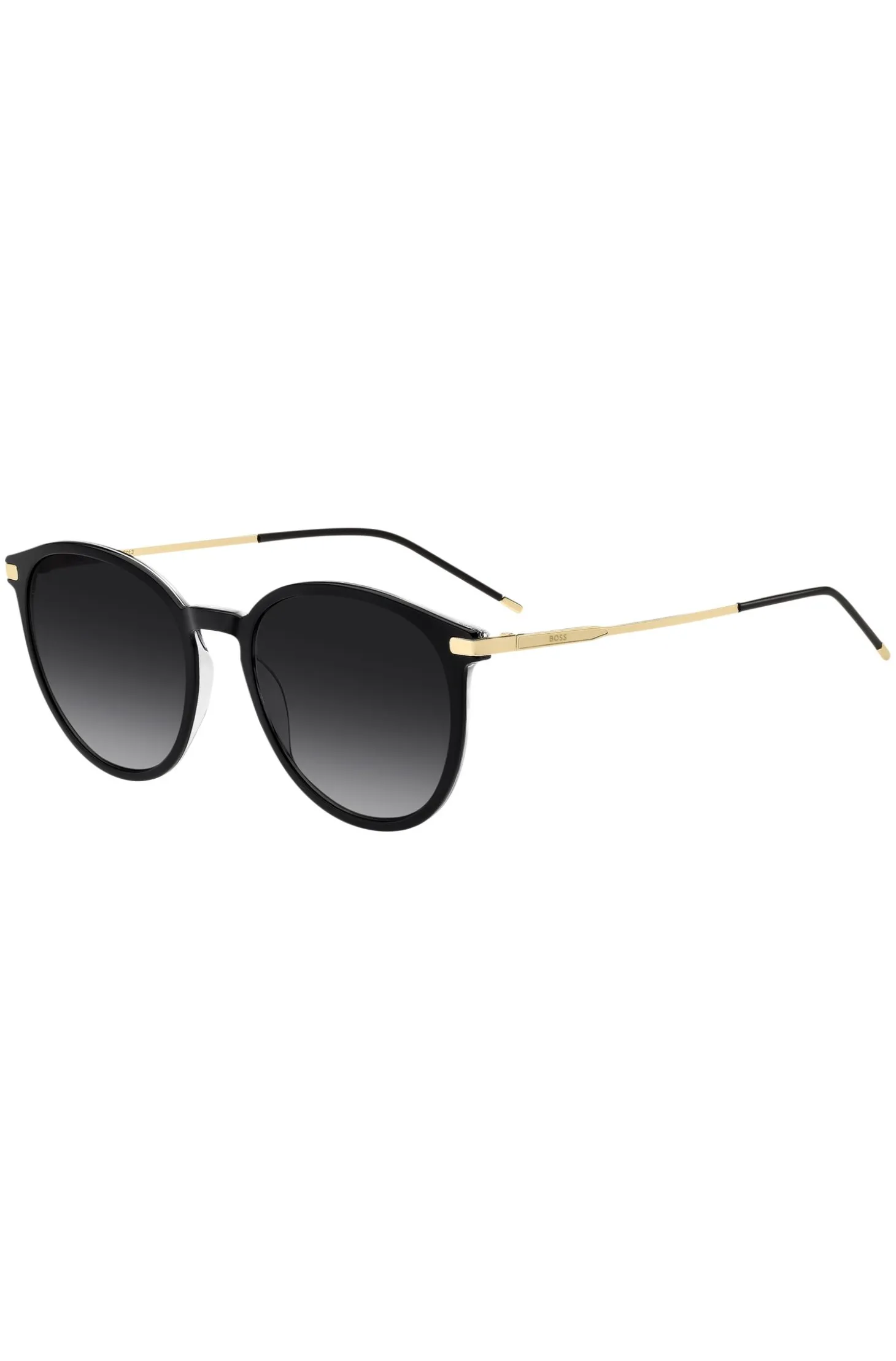 Black-acetate sunglasses with gold-tone temples