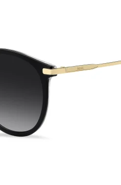 Black-acetate sunglasses with gold-tone temples