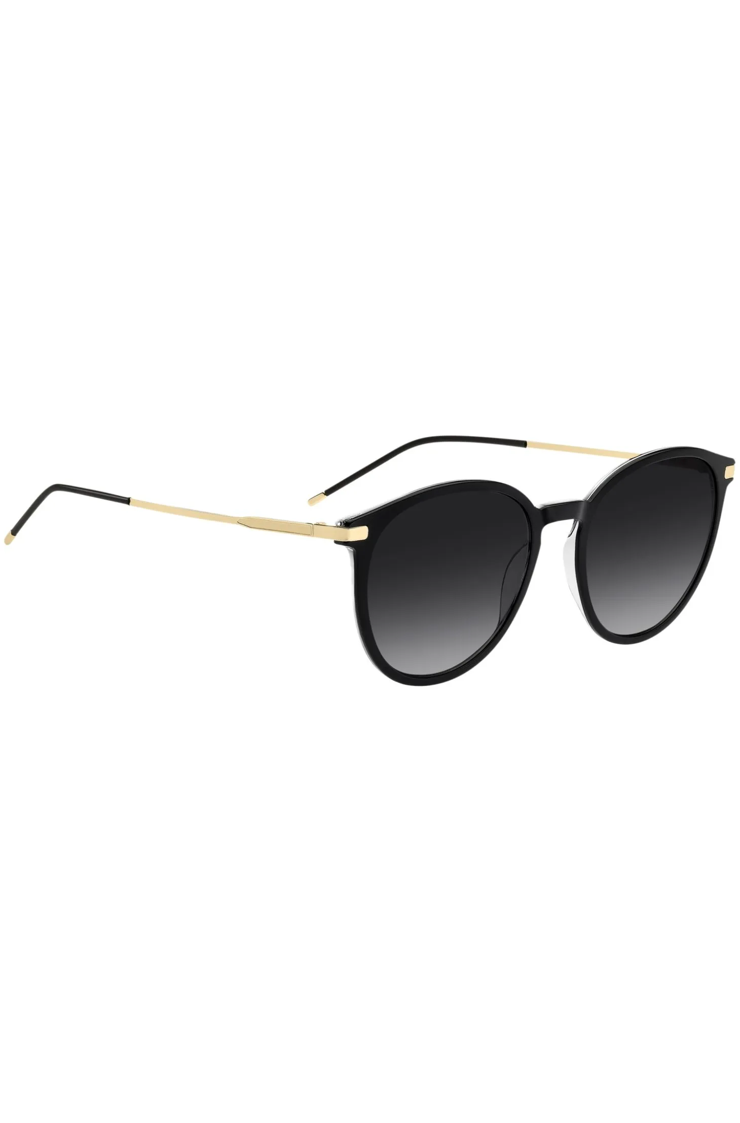 Black-acetate sunglasses with gold-tone temples