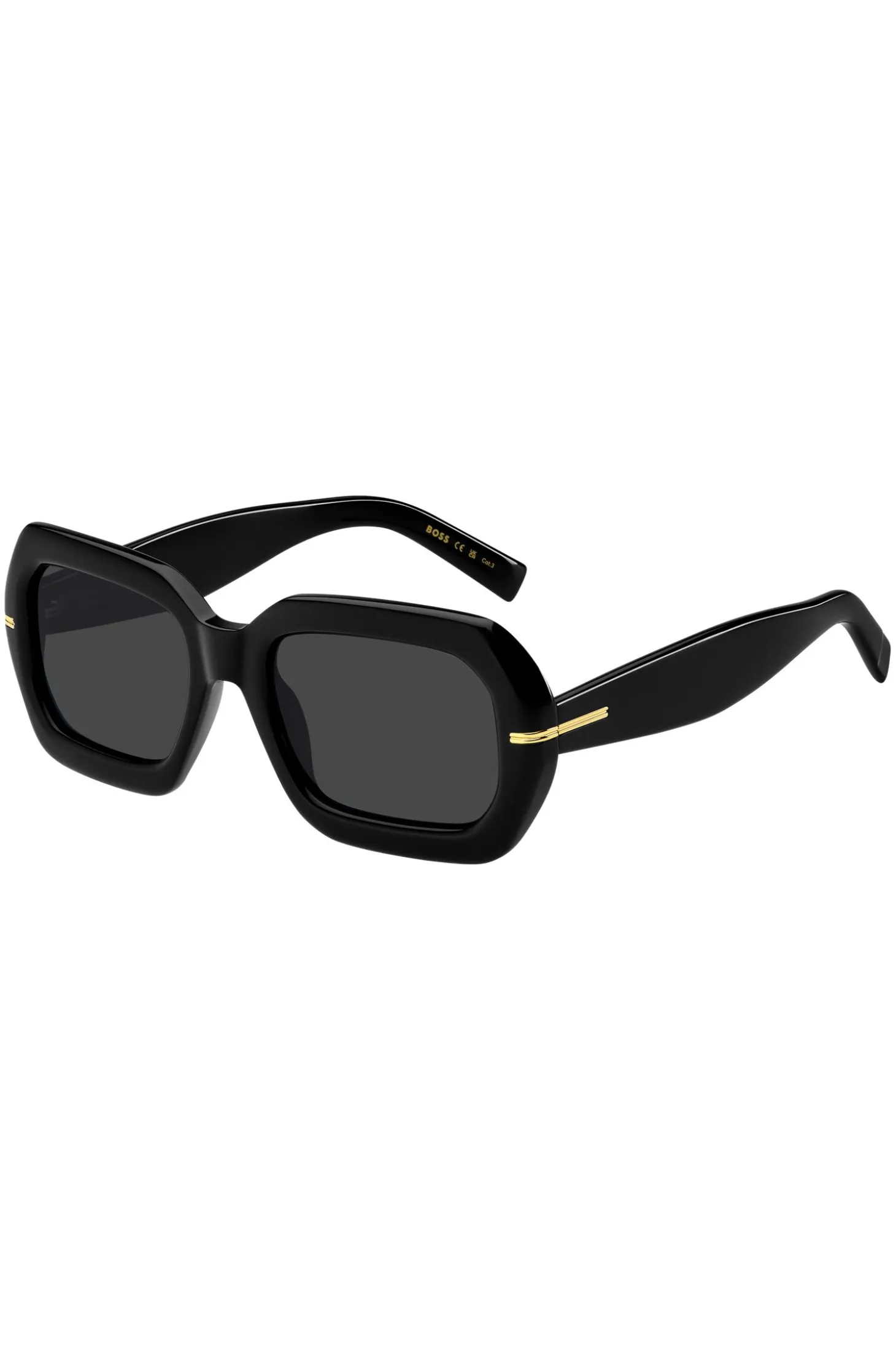 Black-acetate sunglasses with gold-tone hinges