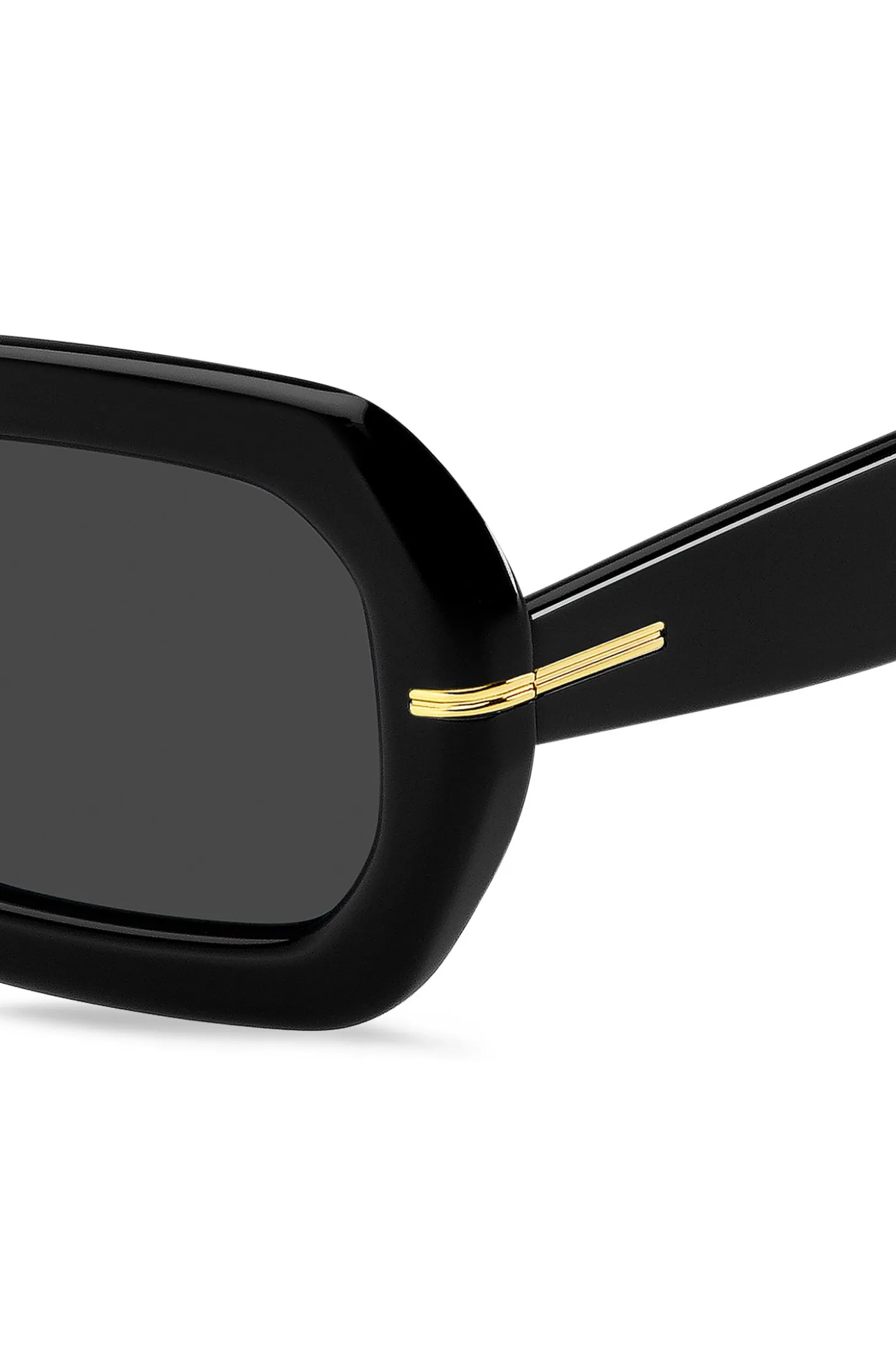Black-acetate sunglasses with gold-tone hinges