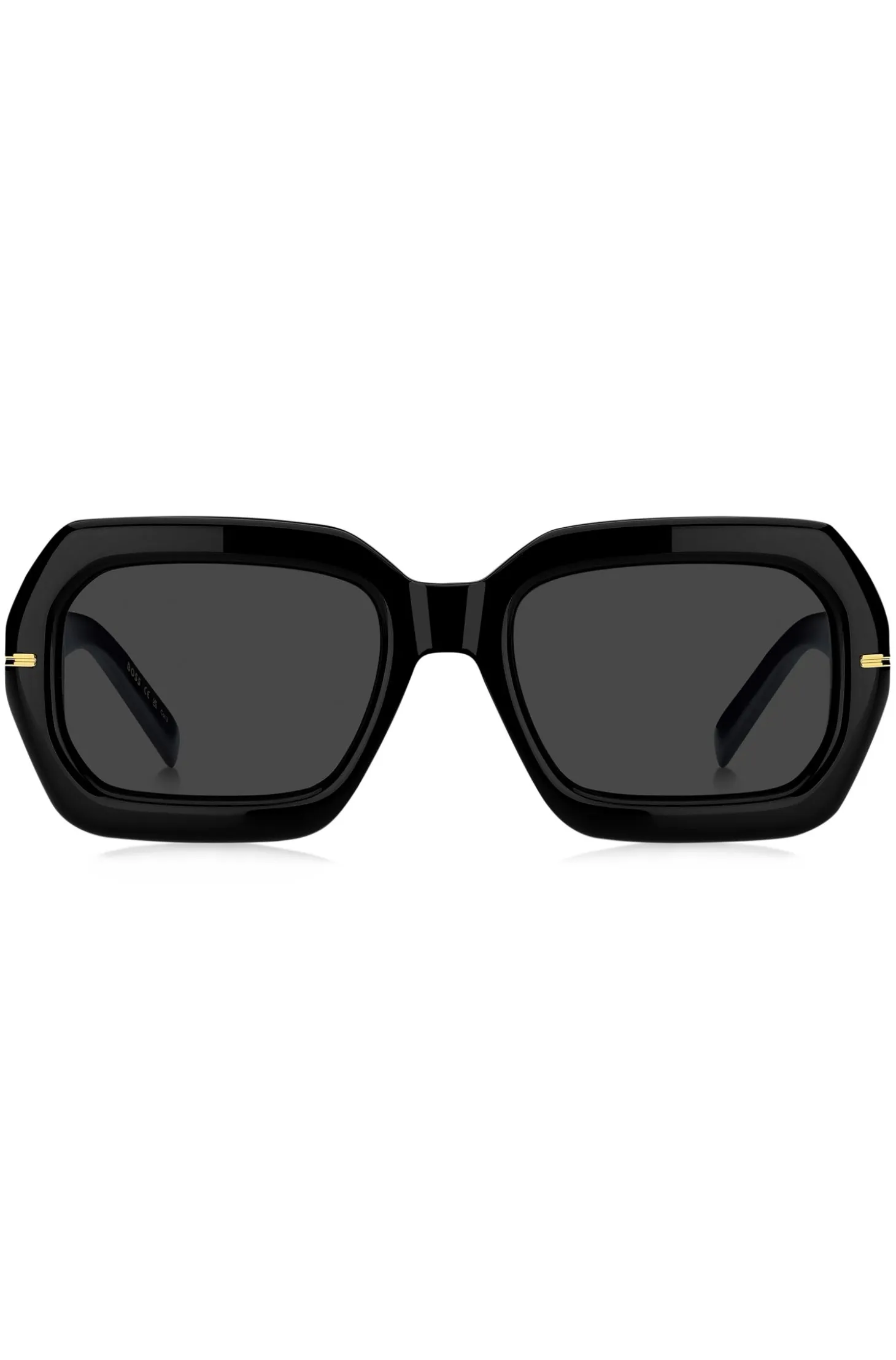 Black-acetate sunglasses with gold-tone hinges