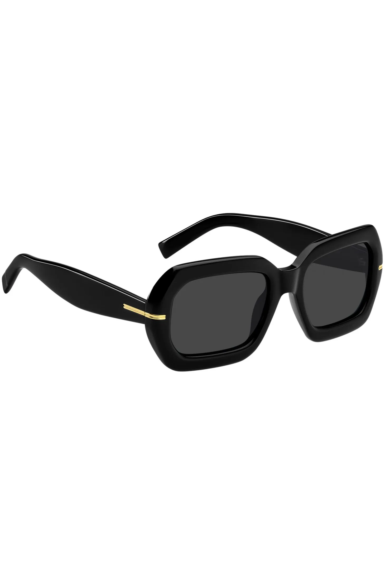 Black-acetate sunglasses with gold-tone hinges