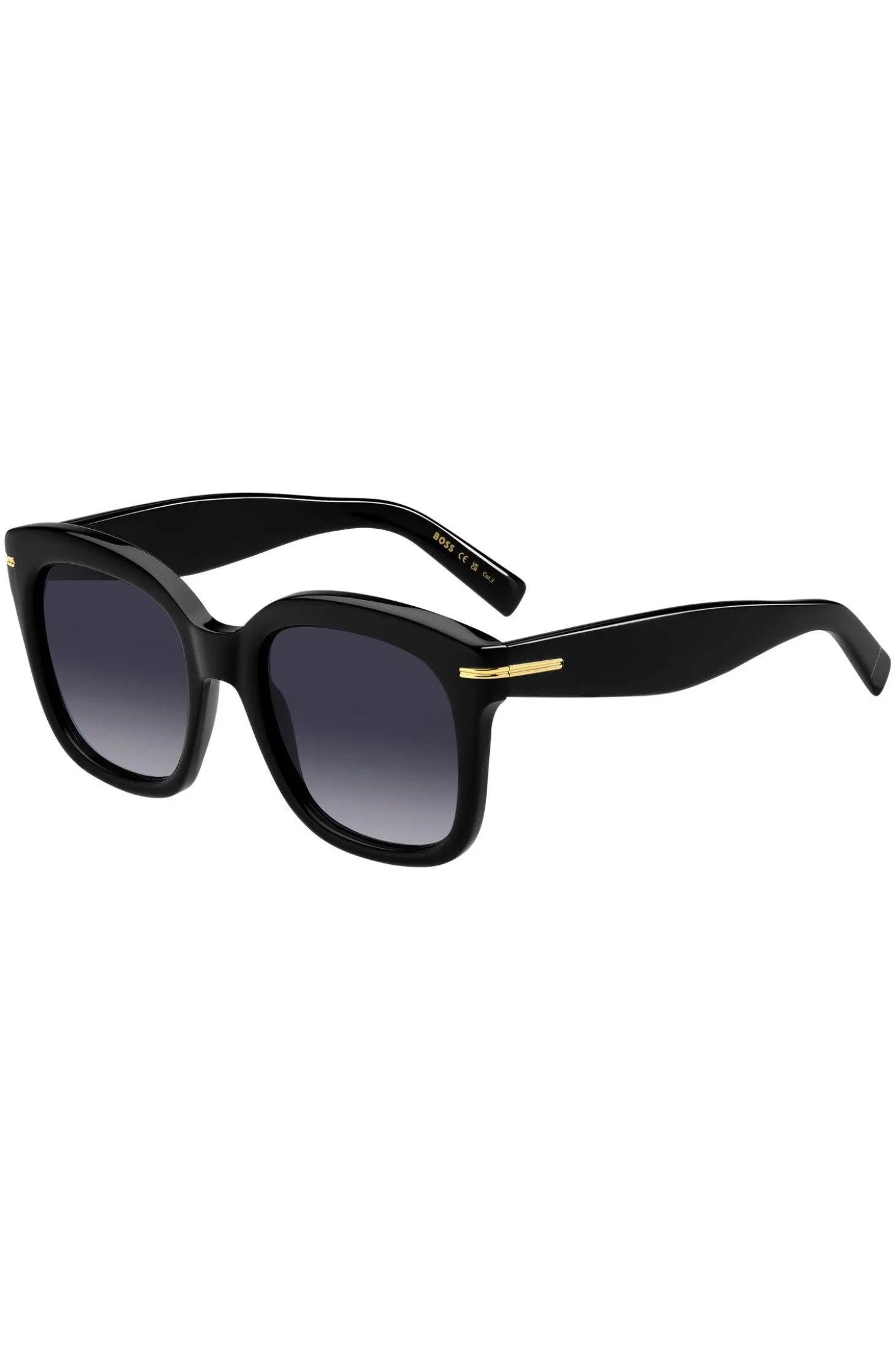 Black-acetate sunglasses with gold-tone hinges