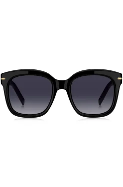 Black-acetate sunglasses with gold-tone hinges