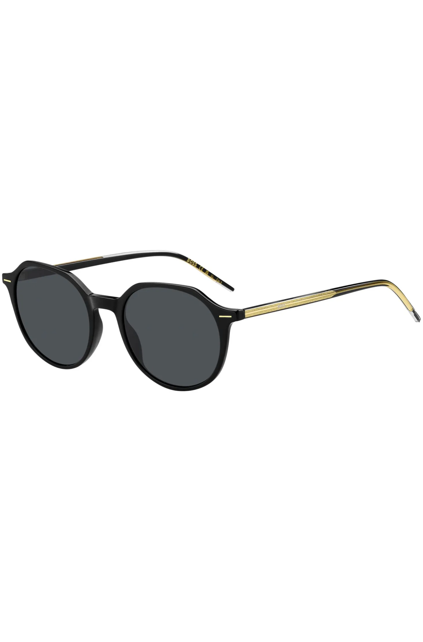 Black-acetate sunglasses with gold-tone detailing