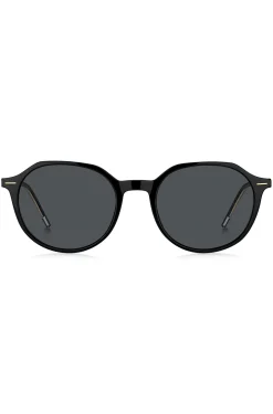 Black-acetate sunglasses with gold-tone detailing