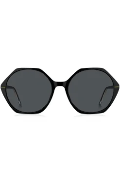 Black-acetate sunglasses with angular frames