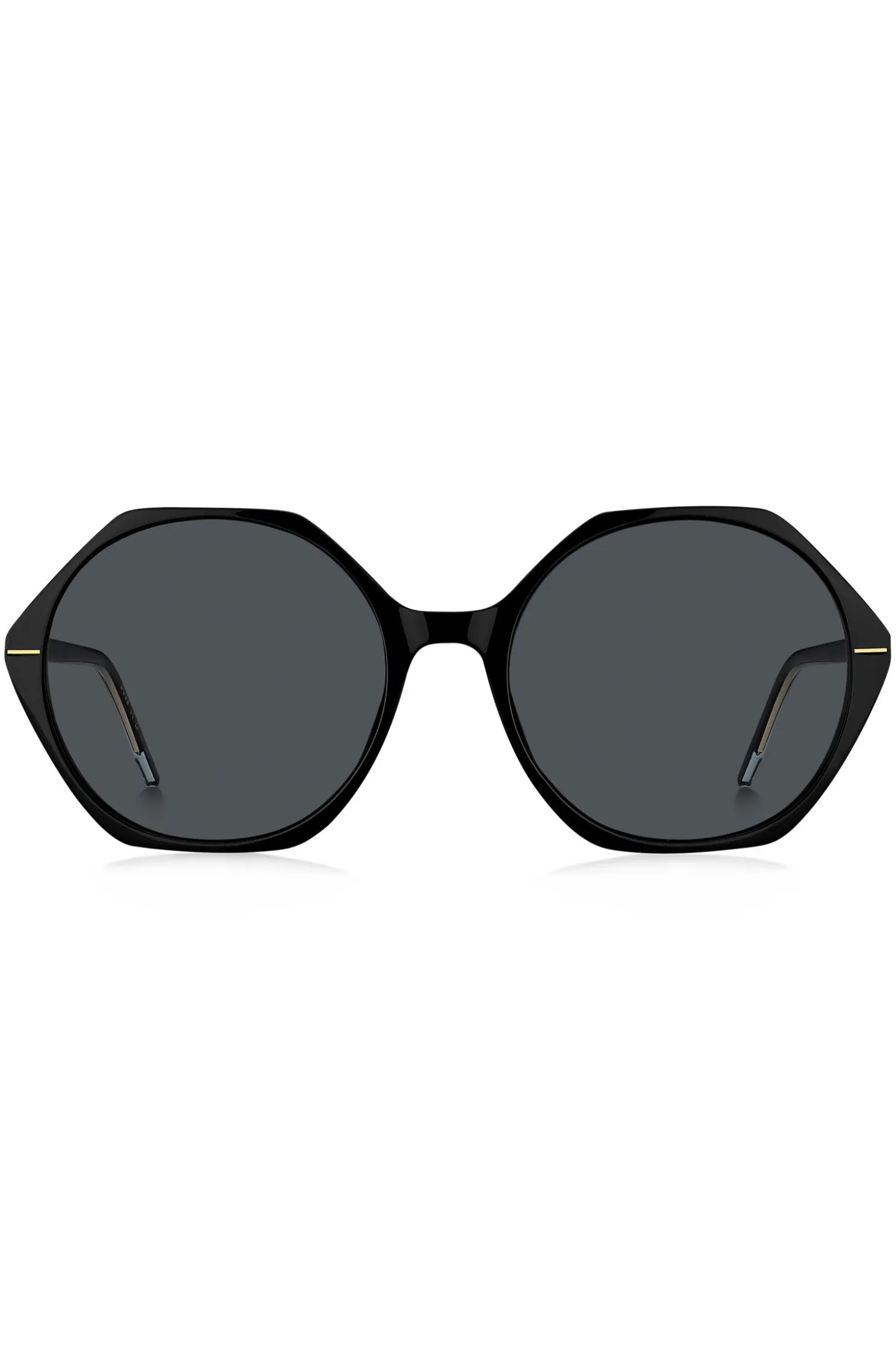 Black-acetate sunglasses with angular frames