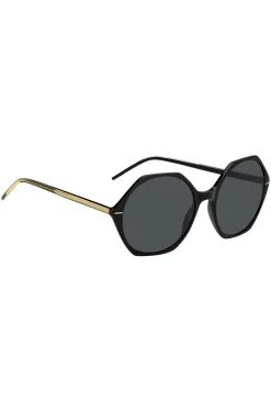 Black-acetate sunglasses with angular frames