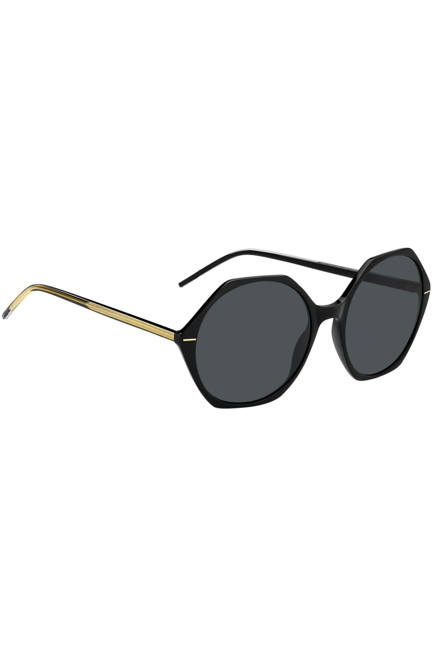 Black-acetate sunglasses with angular frames